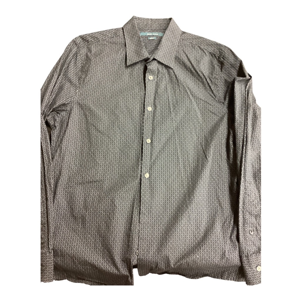 Perry Ellis Men's Slim Fit Long Sleeve Button Down Shirt Patterned Size T